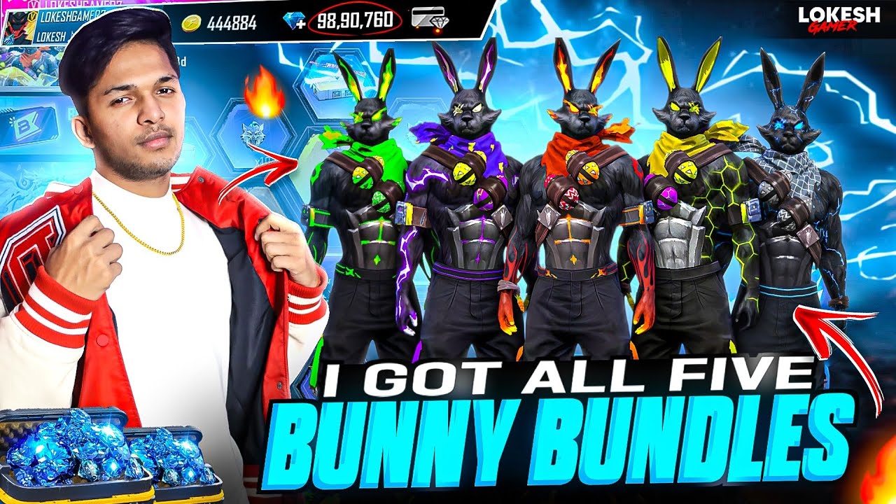I Got All New Five Evo Bunny Bundles & Wasting 70,000 Diamonds Garena Free Fire