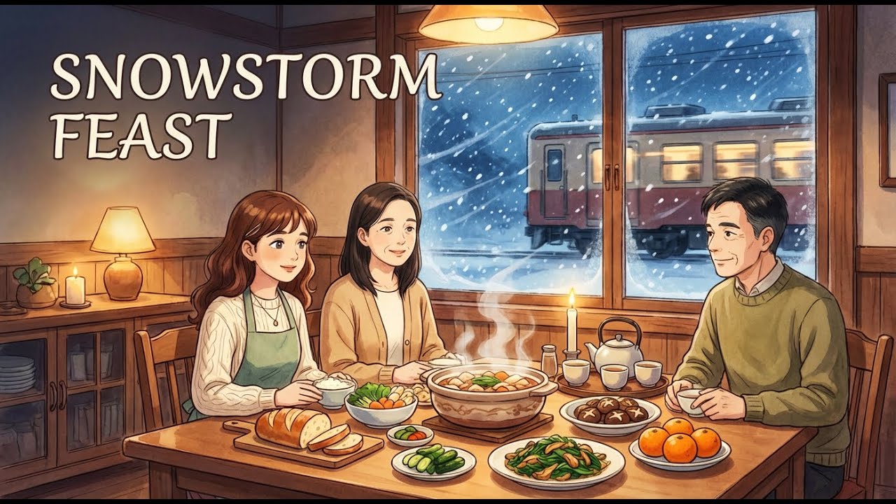 Snowy Train Ride to Visit Family | Quiet Stations, Window Reflections & Warm Dinner Peaceful Evening