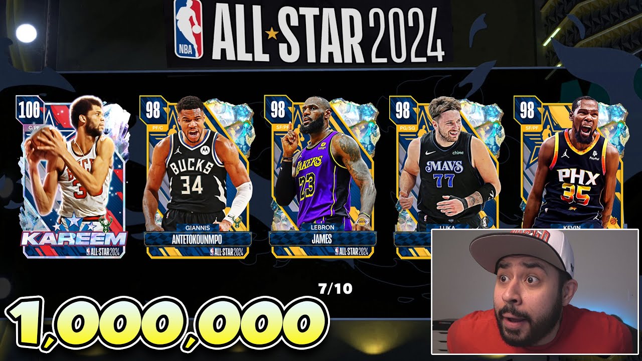 I Spent 1 Million VC on New All Star Packs for 100 Overall Kareem and Lebron James! NBA 2K24 MyTeam