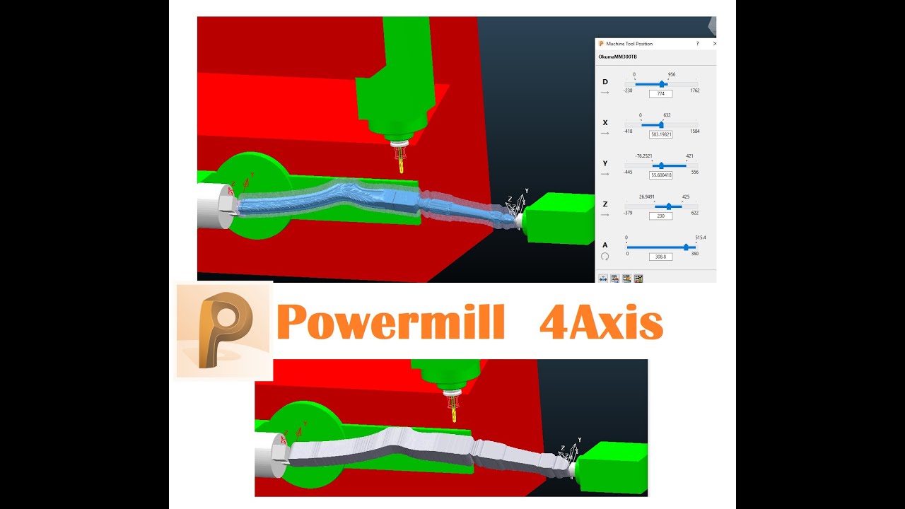 Powermill 4 axis simulation باورميل شوكة