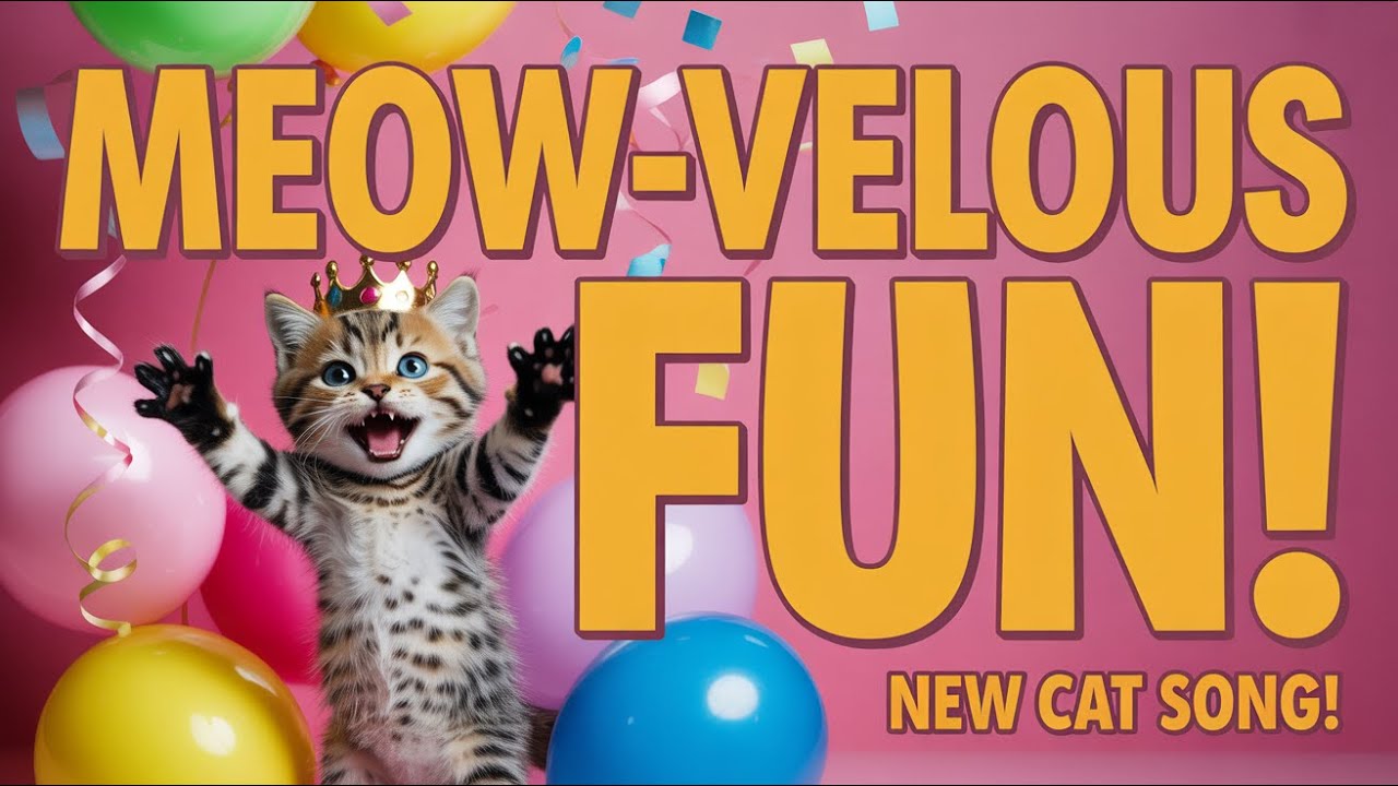 Fun Cat Song for Kids | Cute Kitten Singing Nursery Rhymes and Dancing with Meow Meow Joy