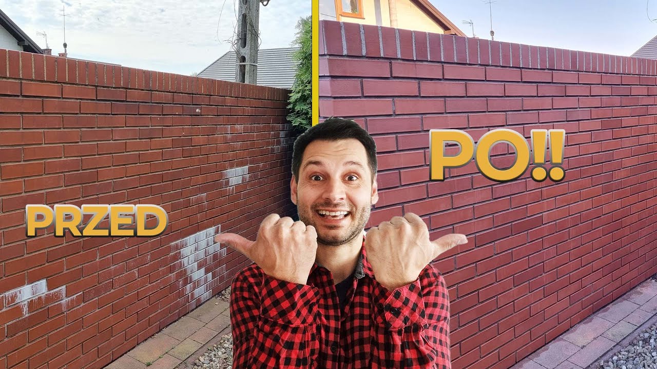 Jak usunąć duże wykwity wapienne z cegły klinkierowej? Płot w Pabianicach