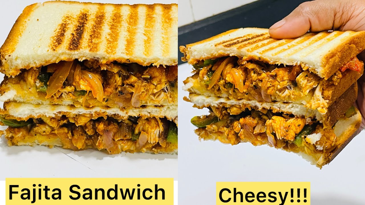 Chicken Fajita Sandwich Recipe | Quick & Easy Cheesy Sandwich by Muno&rsquo;s Kitchen 