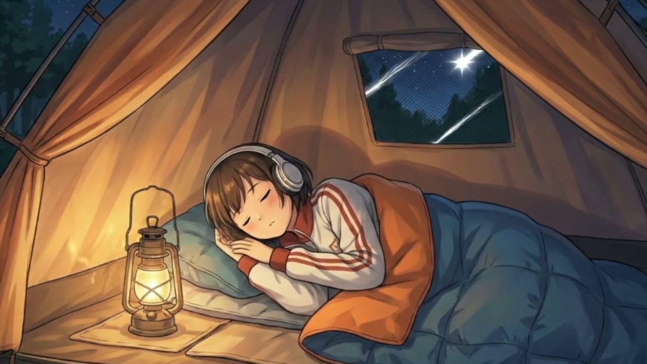 【睡眠用BGM】星降る夜のテントで静かにうとうと。ランタンの灯りと共に眠りに落ちる時間｜チルポップ・528Hz・安眠
