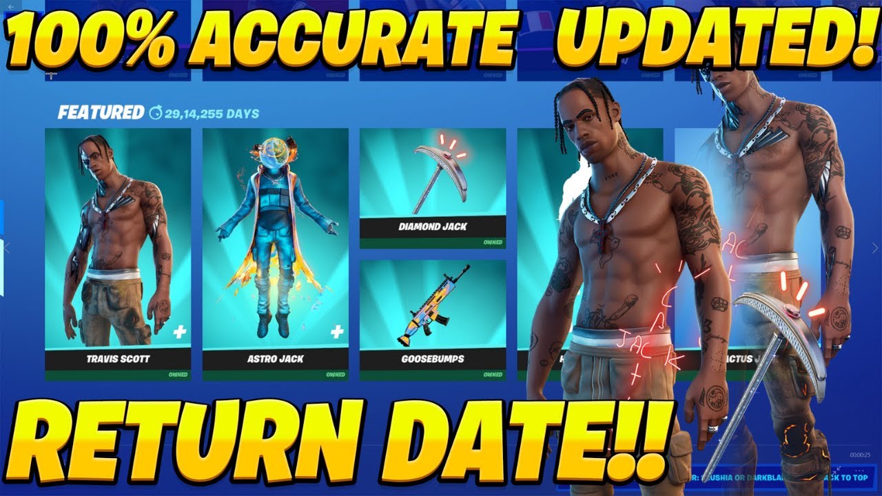 Travis Scott skin RETURN RELEASE DATE! (Travis Scott coming back!)