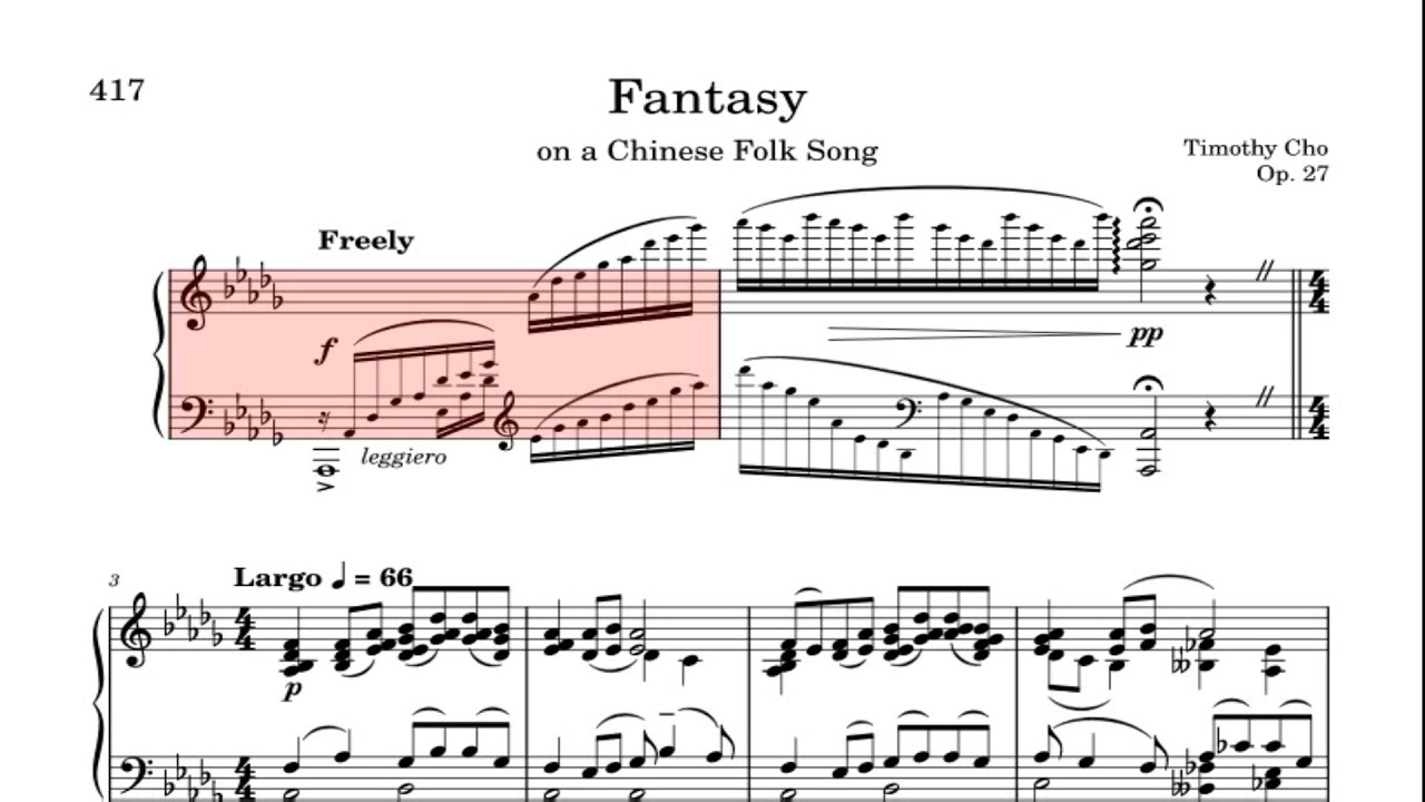 Fantasy on a Chinese Folk Song 2022  Piano Sheet Music