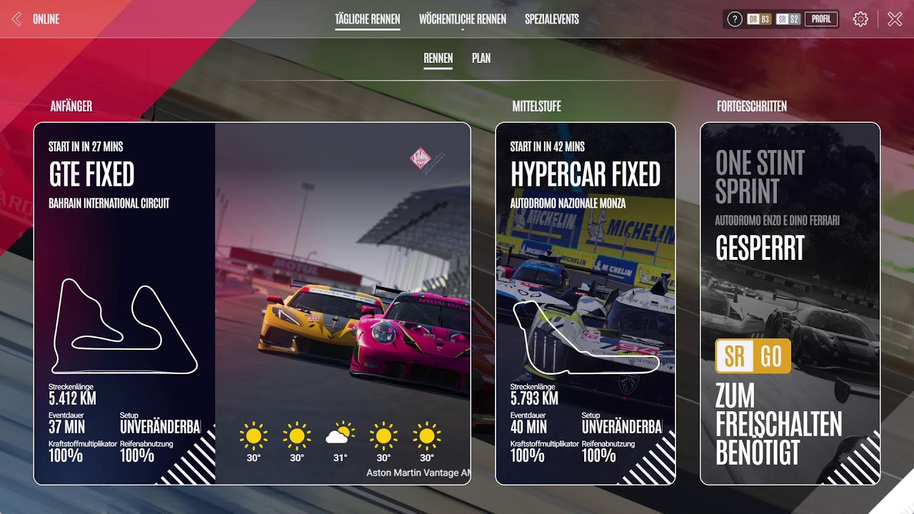 LMU tägliches Rennen in Monza mit dem Ferrari LMH Hypercar mit festem Setup