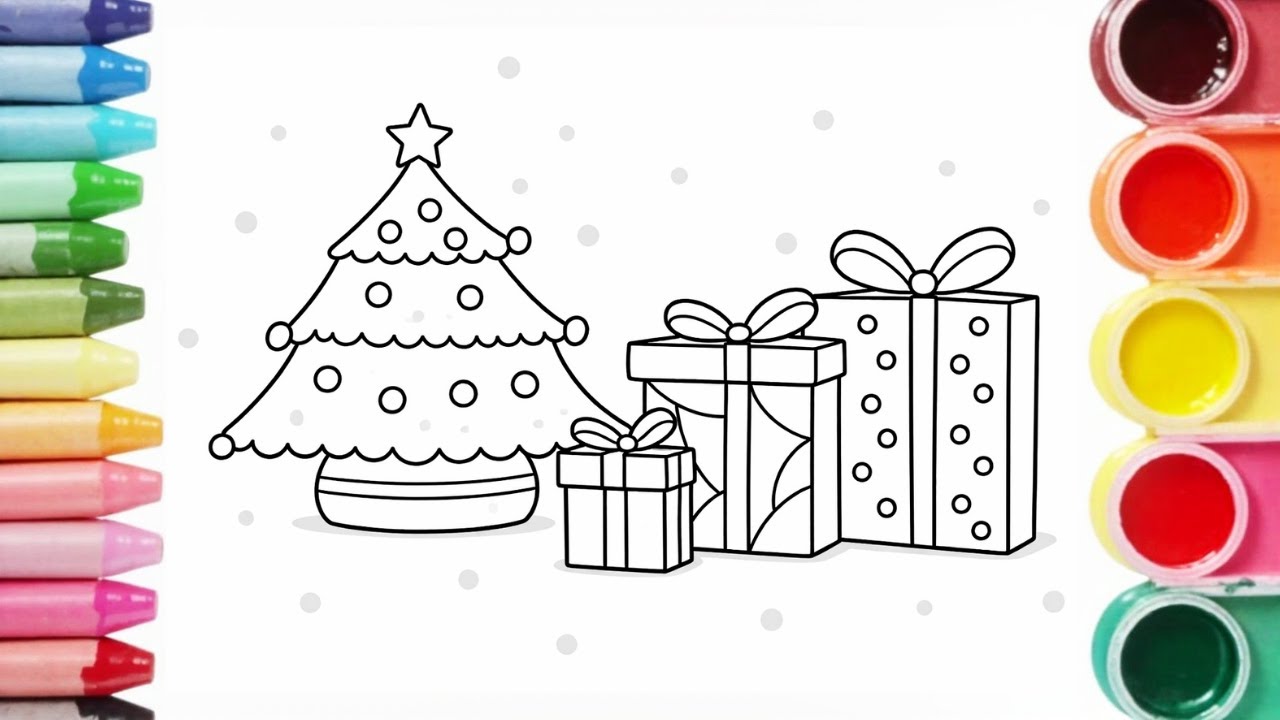 Christmas Drawing | How to Draw Christmas Tree and Christmas Gifts