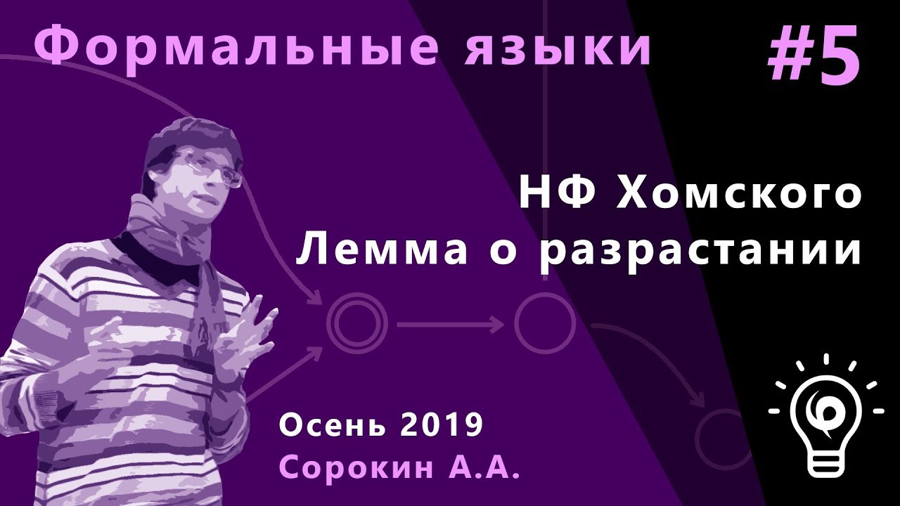 Формальные языки и трансляции 5. Нормальная форма Хомского. Лемма о разрастании
