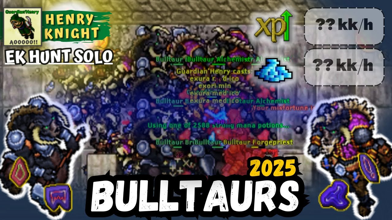 TIBIA - KNIGHT LEVEL 1072 HUNT SOLO BULLTAURS - EK HUNT SOLO #211