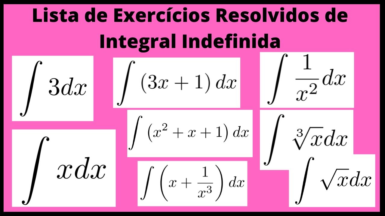 LISTA DE EXERCÍCIOS RESOLVIDOS DE INTEGRAL INDEFINIDA - PARTE 1