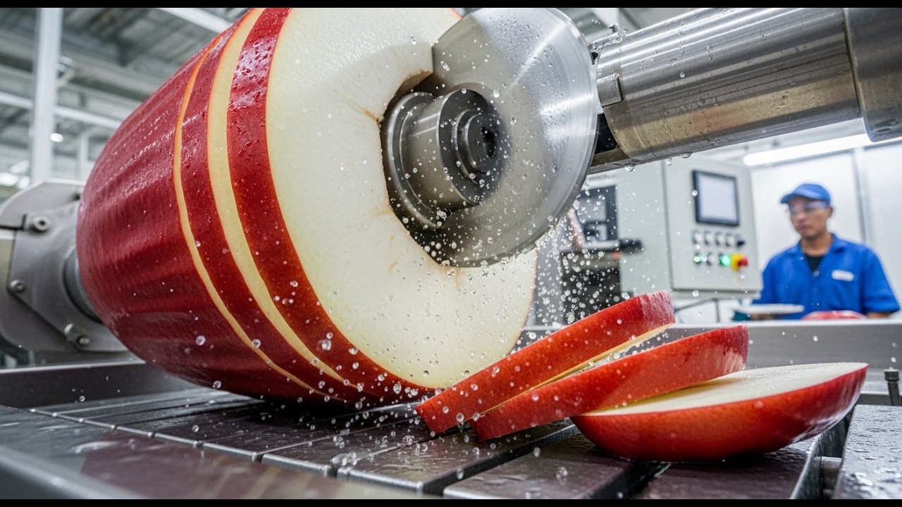 What is This 🍎 The Mysterious Way Giant Red Fruits are Sliced and Juiced 🏗️❓