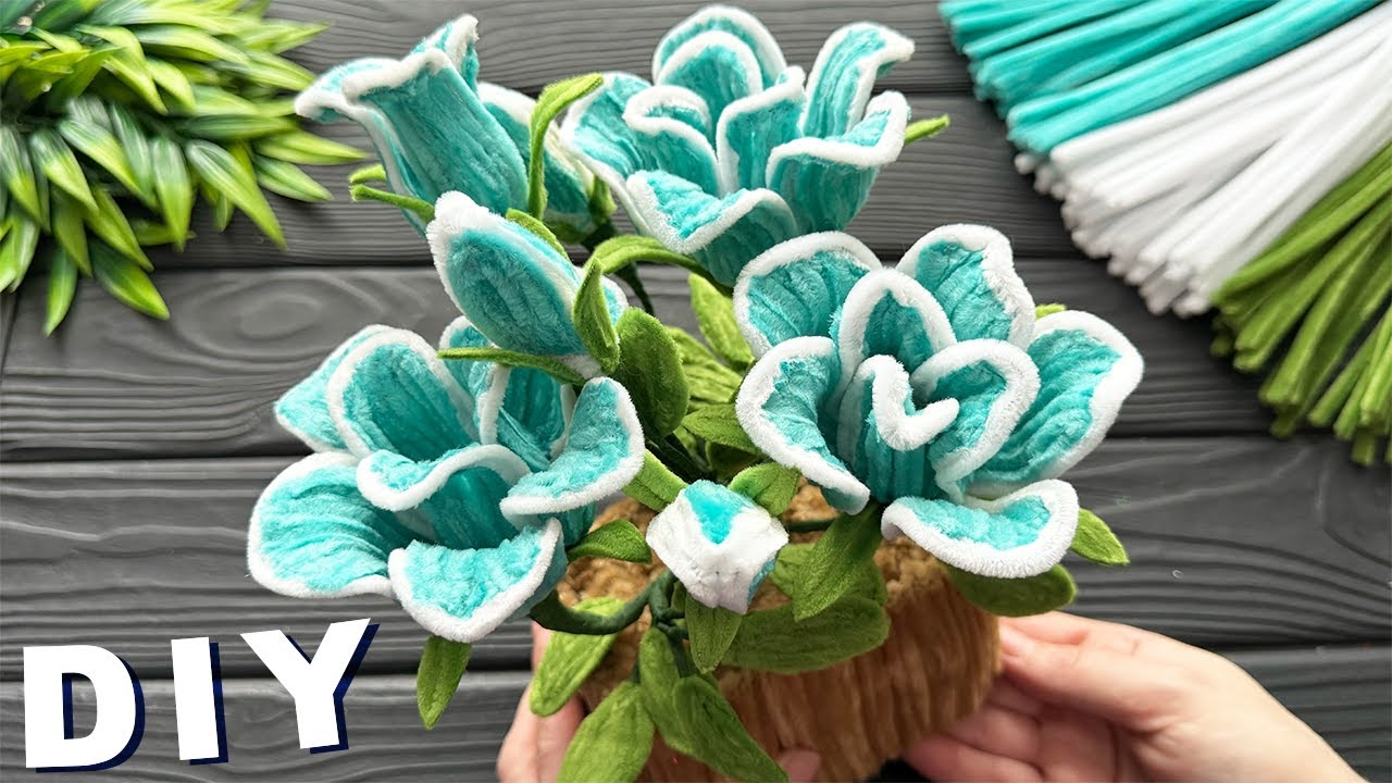 DIY Craft Ideas! How to Make Roses basket from Chenille Stems Pipe Cleaner Flowers Ideas