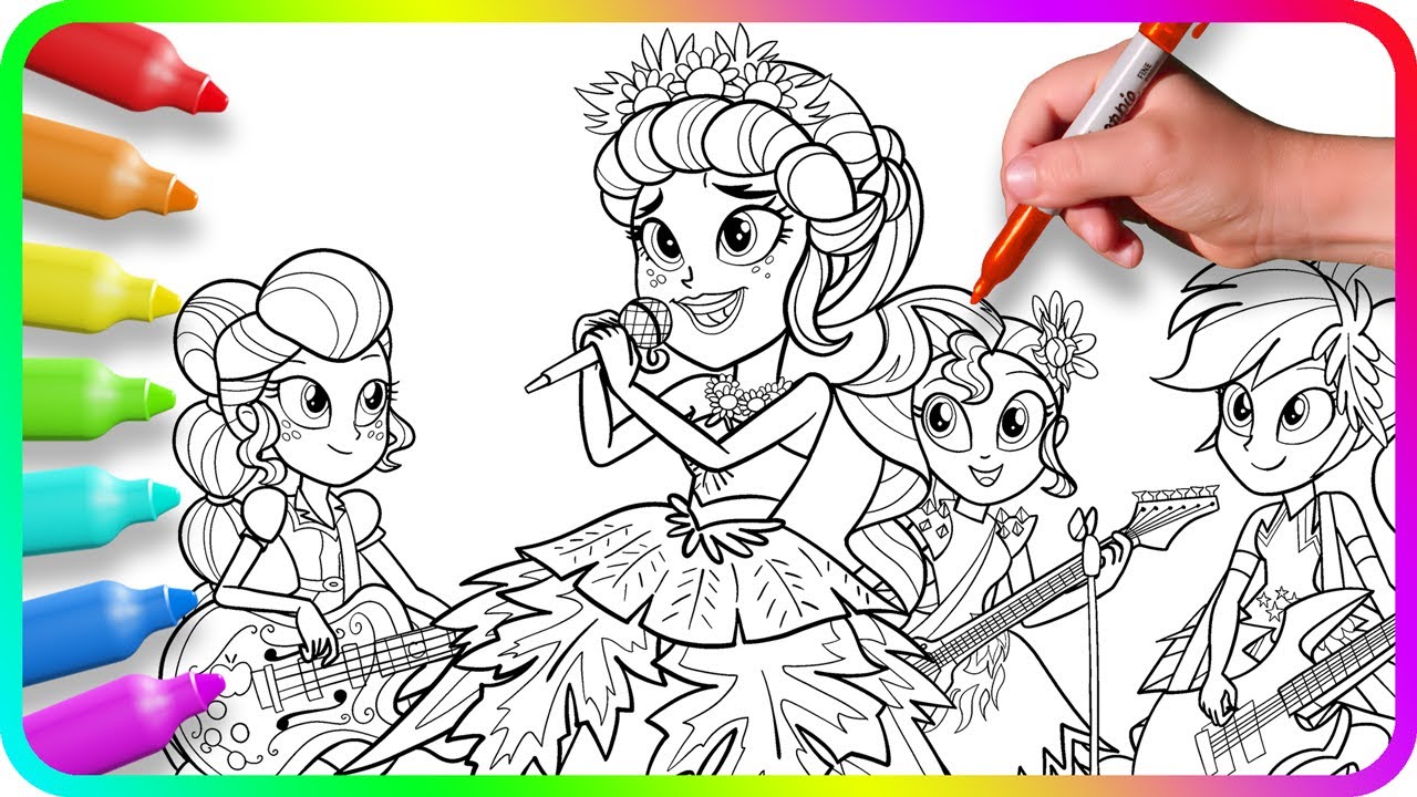 EQUESTRIA GIRLS Coloring Pages - Legend of Everfree / How to color My Little Pony / Easy Drawing MLP