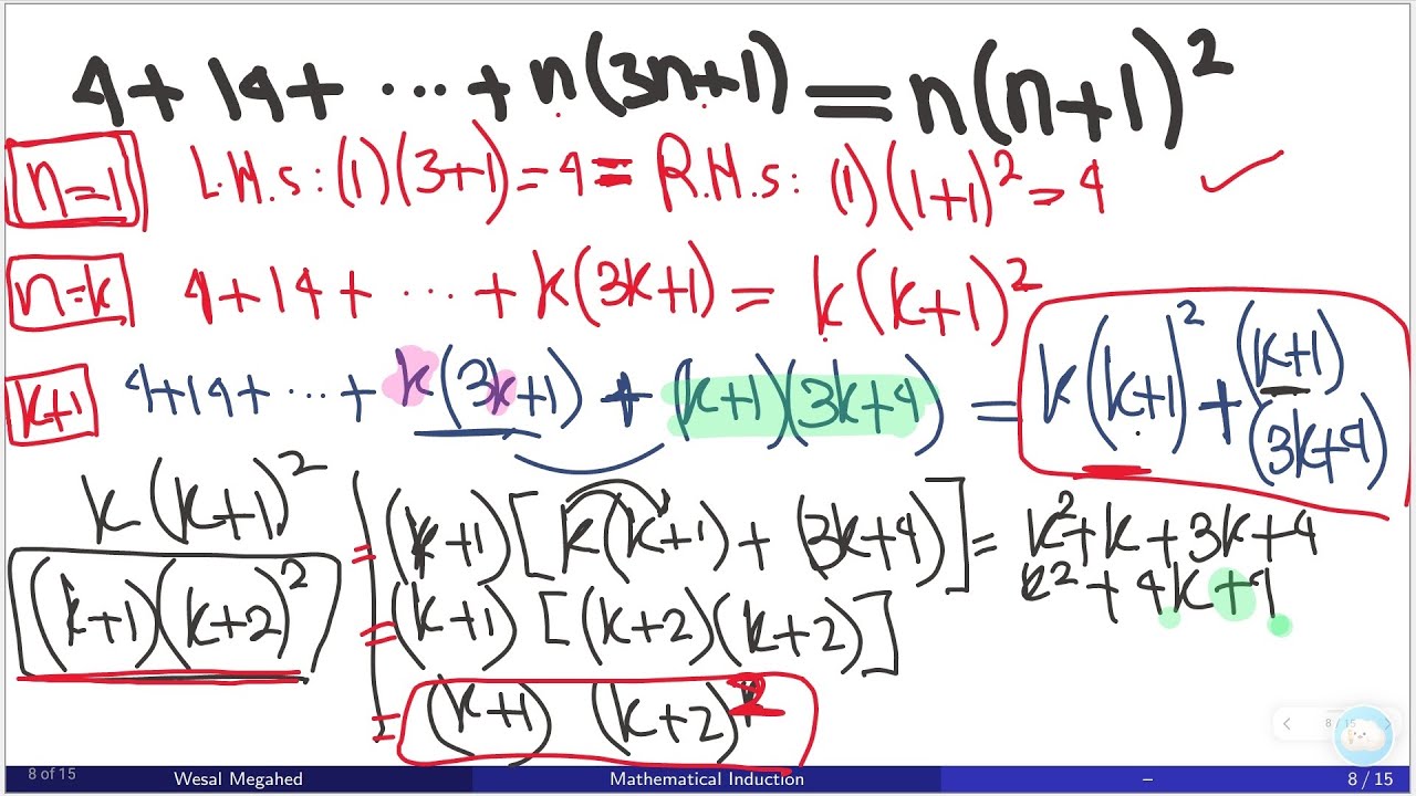 Mathematical Induction of 4 + 14 + ... + n(3n+1) = n(n+1)^2