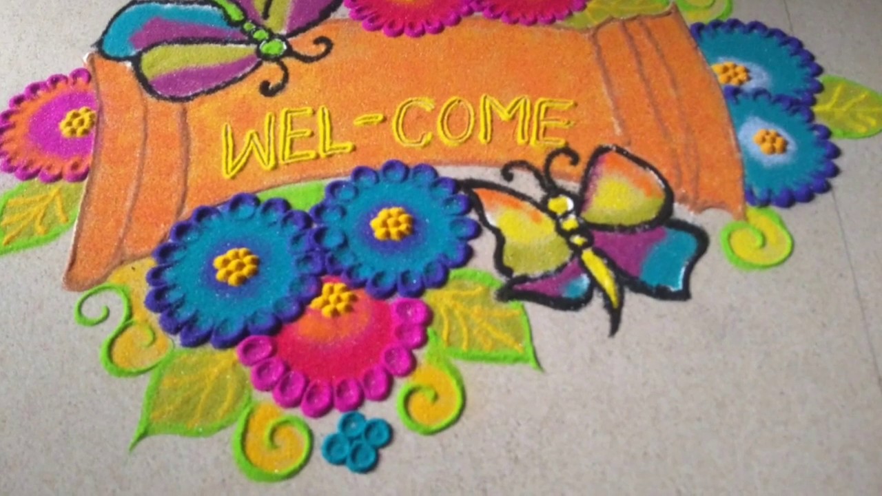 Welcome rangoli design/beautiful and attractive Rangoli design