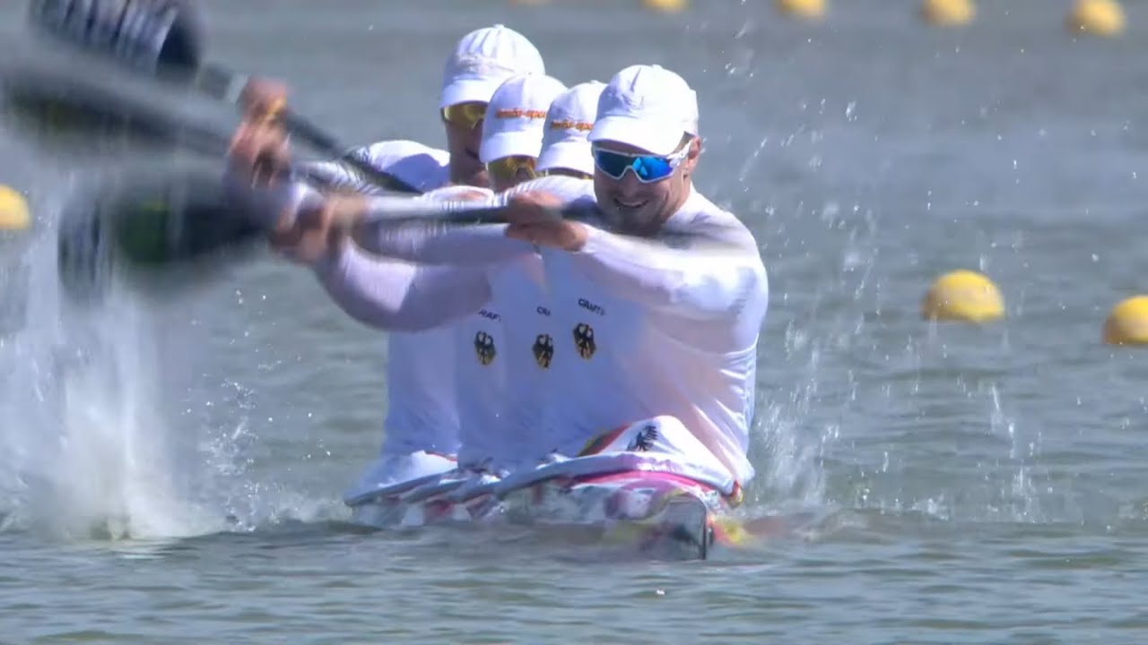 K4 500m men&lsquo;s Final A WorldCup Szeged. Jacob Schopf, Tom Liebscher, Saul craviotto, Carlos Arevalo