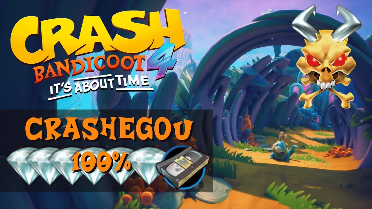 CRASHEGOU 100% – Joias claras + Fita de Flashback + Relíquia perfeita | Crash Bandicoot 4