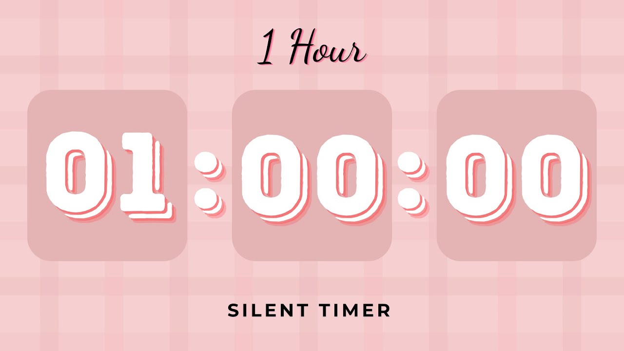 🌸 1 Hour Silent Timer | Cute Ending Alarm | Pastel Pink Aesthetic | Study & Focus