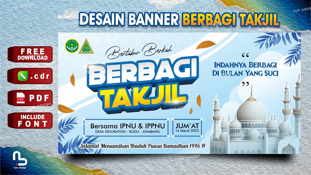 Desain Banner Berbagi Takjil Ramadhan 1446 H - Banner Ramadhan (FREE CDR) - #nurdesigns