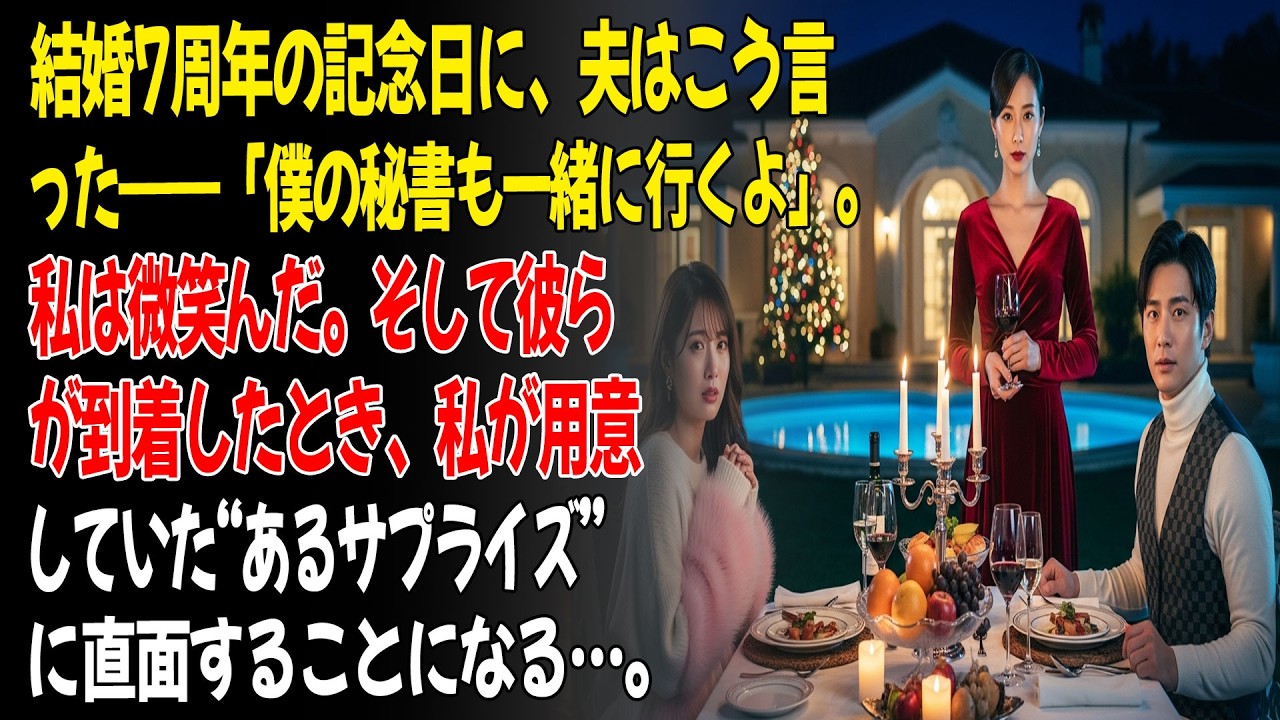 結婚7周年の記念日に、夫はこう言った――「僕の秘書も一緒に行くよ」。私は微笑んだ。そして彼らが到着したとき、私が用意していた“あるサプライズ”に直面することになる…。😮...ㅣ黄昏恋ㅣ老後の物語ㅣ再婚