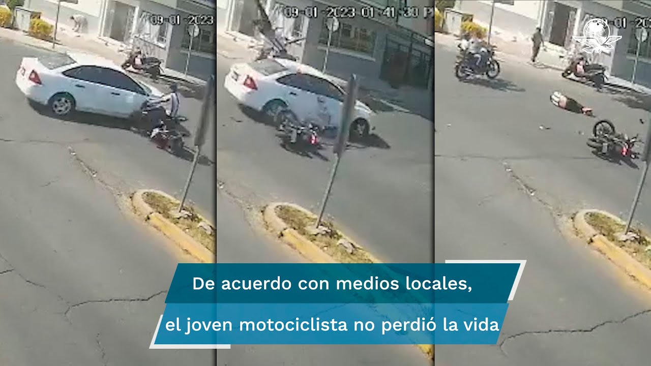 &iquest;Qui&eacute;n fue el culpable? Captan fuerte accidente entre una moto y un autom&oacute;vil