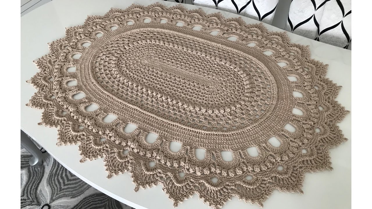 Tığ işi Örgü Modelli Oval Paspas Tarifi - Part 2