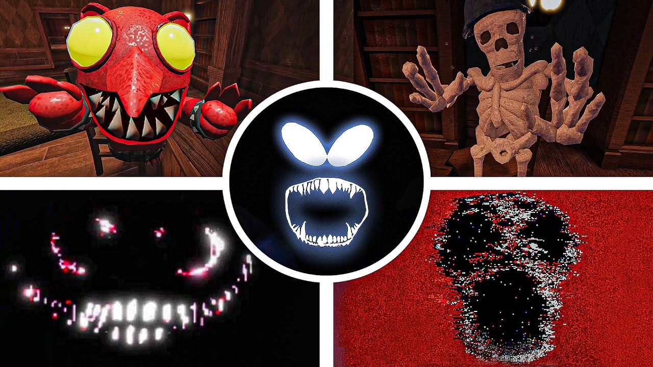 DOORS All Jumpscares + Skeleton Bob, El Goblino, Jeff - New Monsters Jumpscares (Hotel Update)