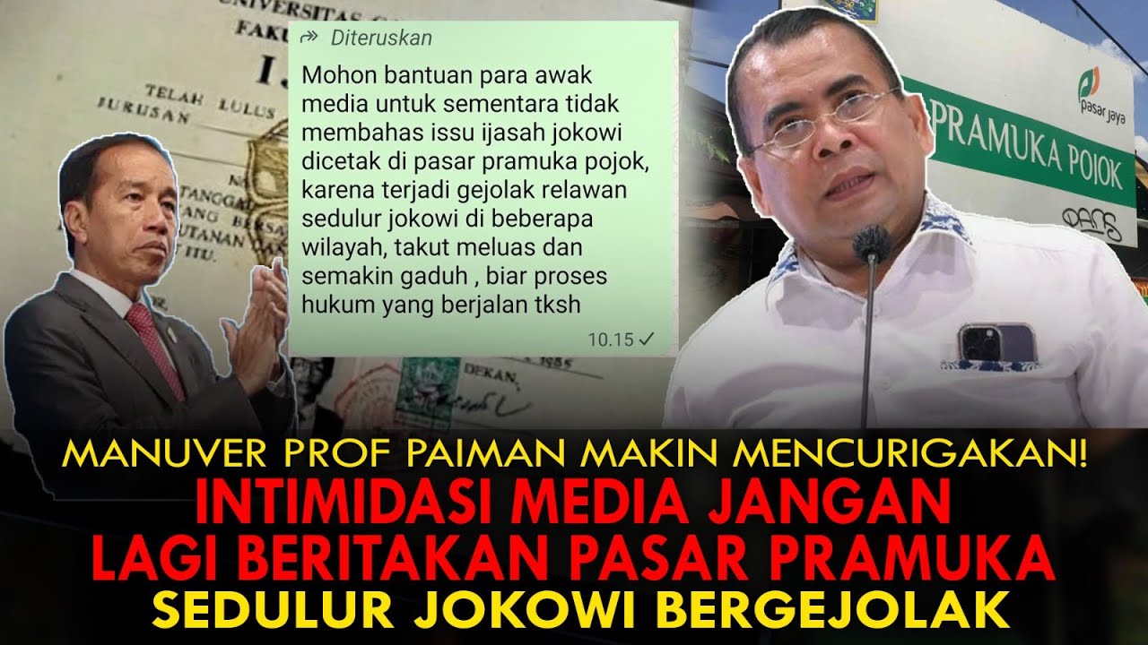 SEDULUR JOKOWI BERGEJOLAK! PROF PAIMAN INTIMIDASI MEDIA. JANGAN LAGI BERITAKAN PASAR PRAMUKA