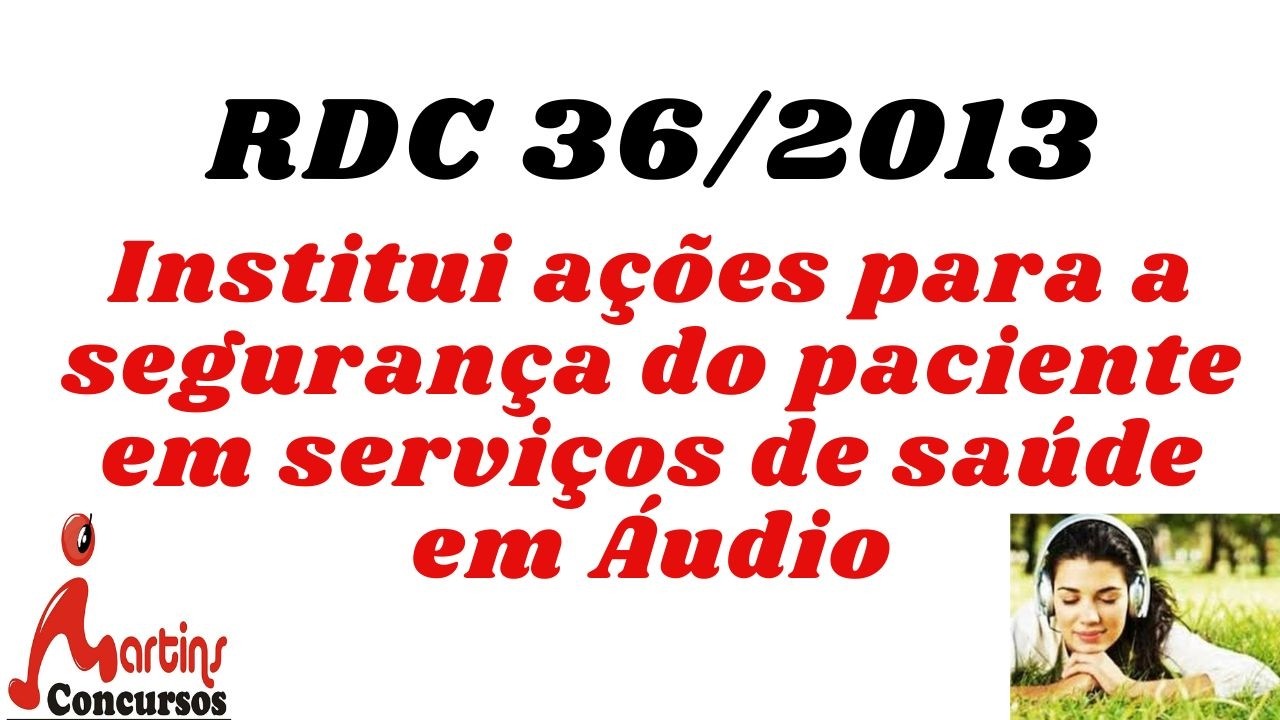 ✅ RDC 36/23 - Institui ações para a segurança do paciente em serviços de saúde em Áudio❗️