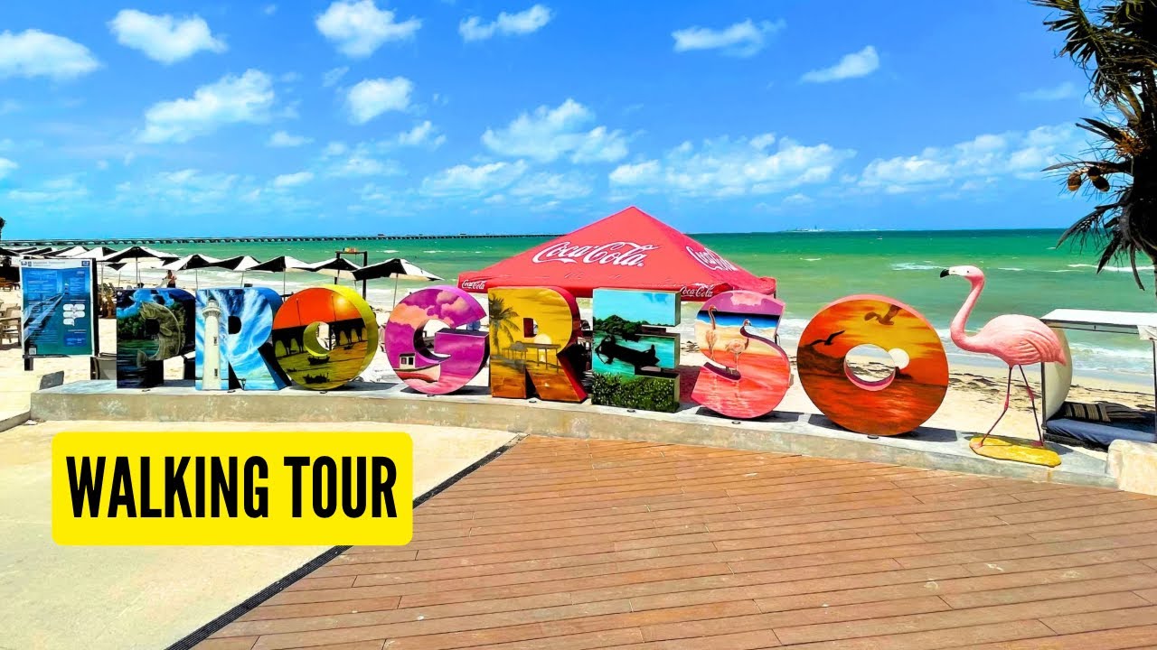 🇲🇽 Beach Walk of Progreso Yucatan Mexico | Spring Break Walking Tour 2024