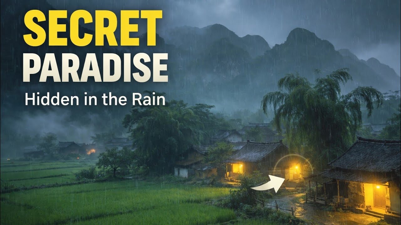 Rainy Mountain Village at Night – A Cinematic Hidden Paradise in the Mist