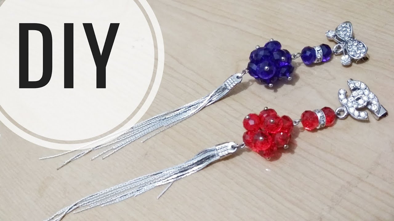 DIY || Cara membuat bros dagu kristal juntai dengan rantai snake | Tutorial brooch handmade