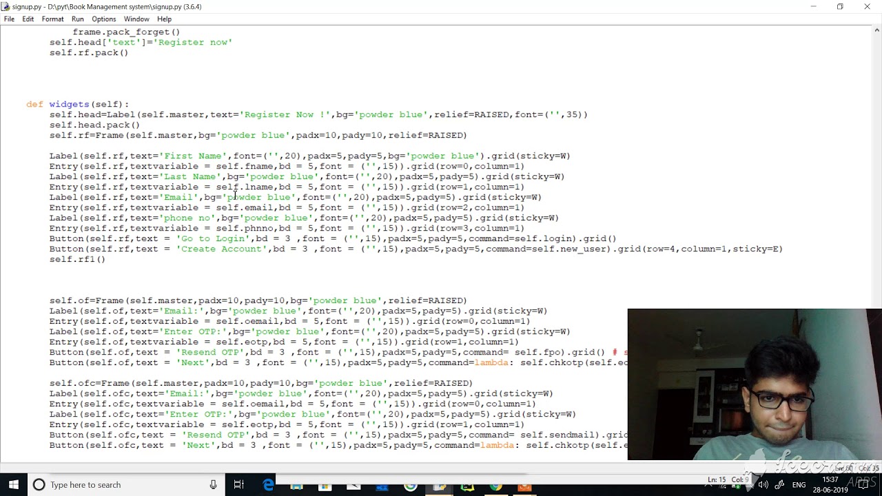 Python Tkinter GUI code explained tutorial-7 for mini project
