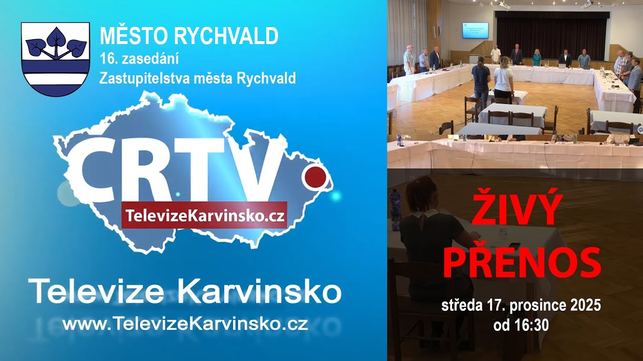 Rychvald ► 16.  zasedání Zastupitelstva města Rychvald │ 17. prosince 2025 od 16:30 │ KD
