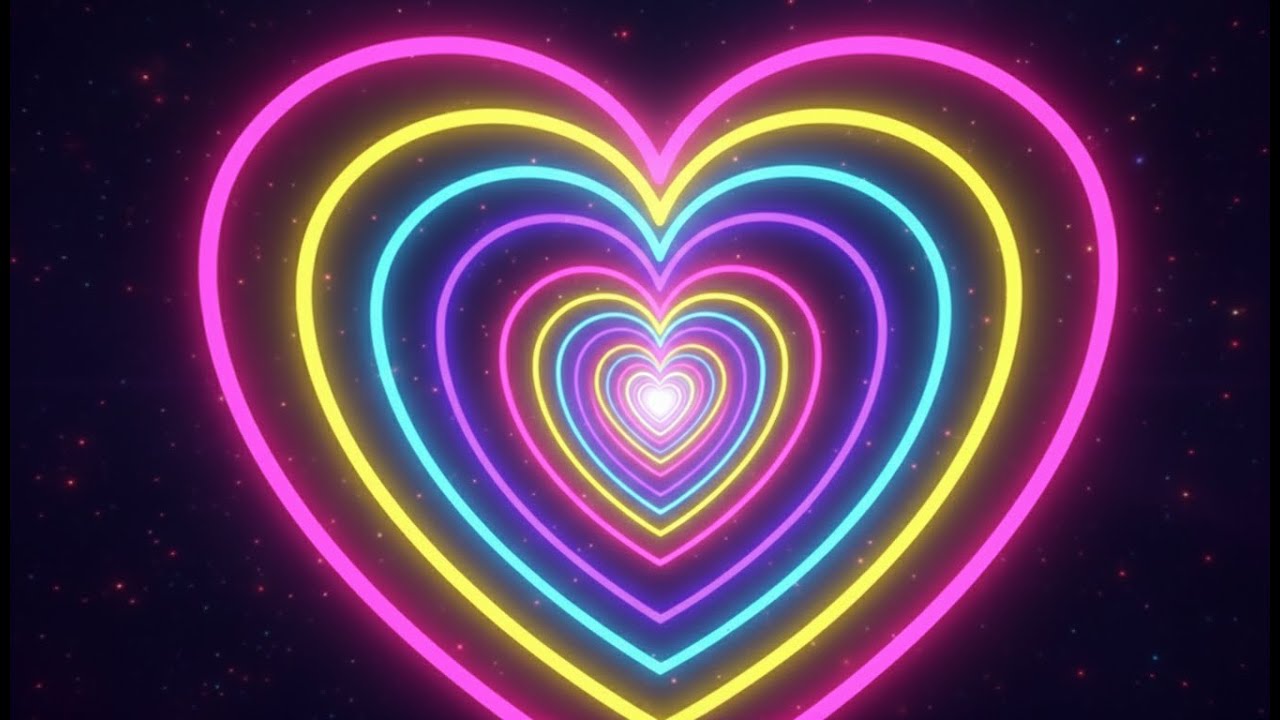 Neon Love Heart Tunnel💖 Romantic Colorful Pink Heart  Screensaver Love in Motion Valentine's day