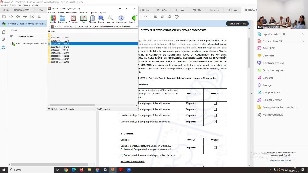 1ª sesió contrato de Suministro para la adquisición de material informático