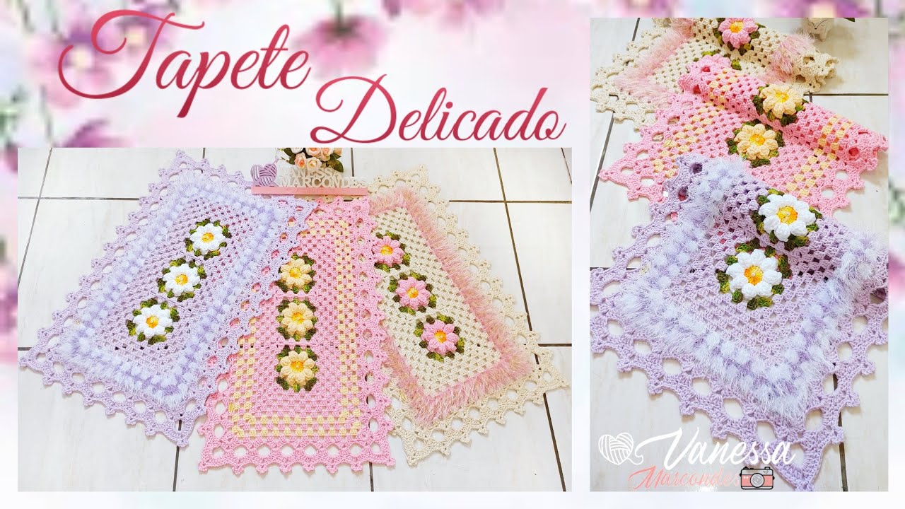 Tapete Delicado Econômico em Crochê 🌸 Por Vanessa Marcondes