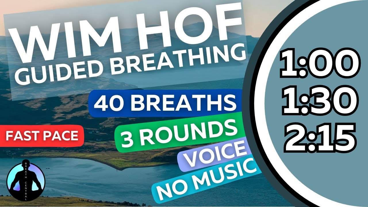 WIM HOF Guided Breathing | 40 Breaths 3 Rounds Fast Pace | Up to 2:15min | No Music