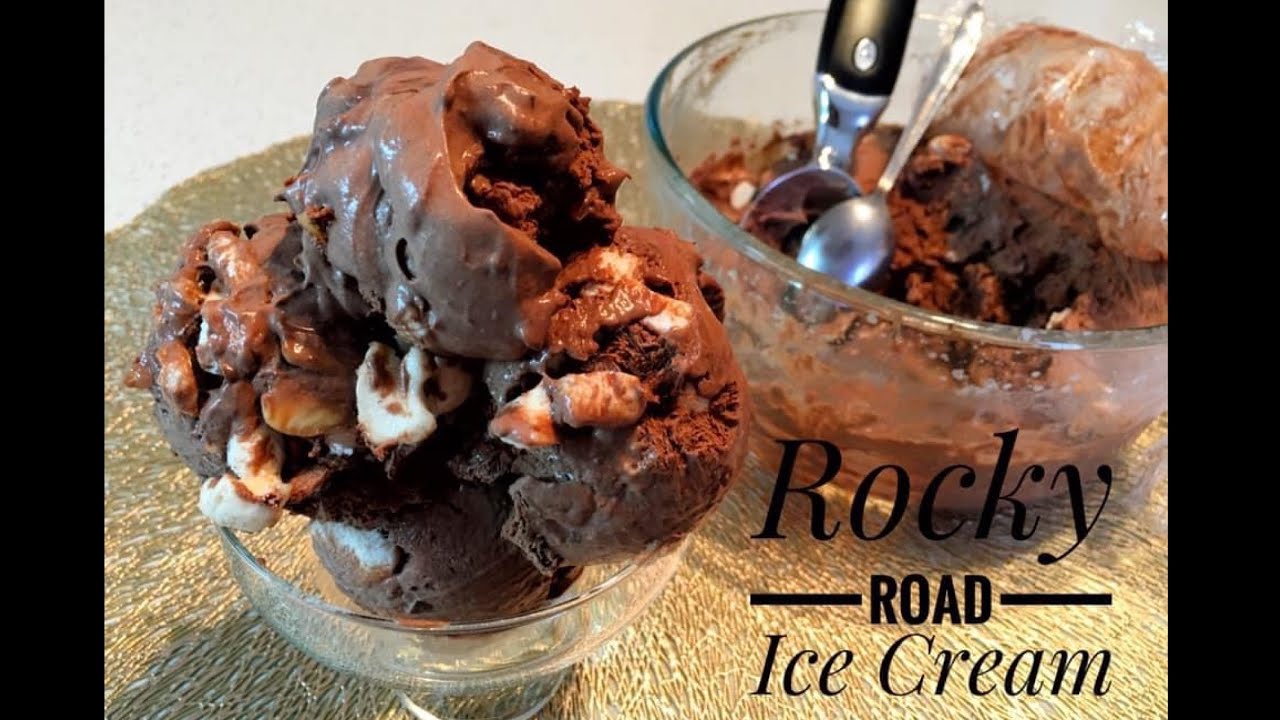 EASY HOMEMADE ROCKY ROAD CHOCOLATE ICE CREAM | NO ICE CREAM MAKER