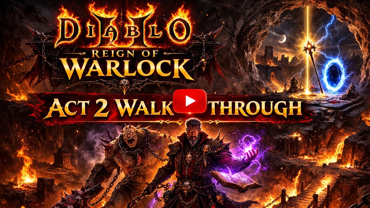 Diablo 2 Reign of Warlock - Act 2 Gameplay Part 2 Arcane Sanctuary & Duriel Fight (4K No Commentary)