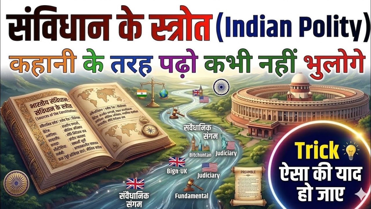 संविधान के स्त्रोत (Sources of Indian Constitution) | Tricky|  ⁨@LGLResearchAcademy⁩  #upsc #bpsc 