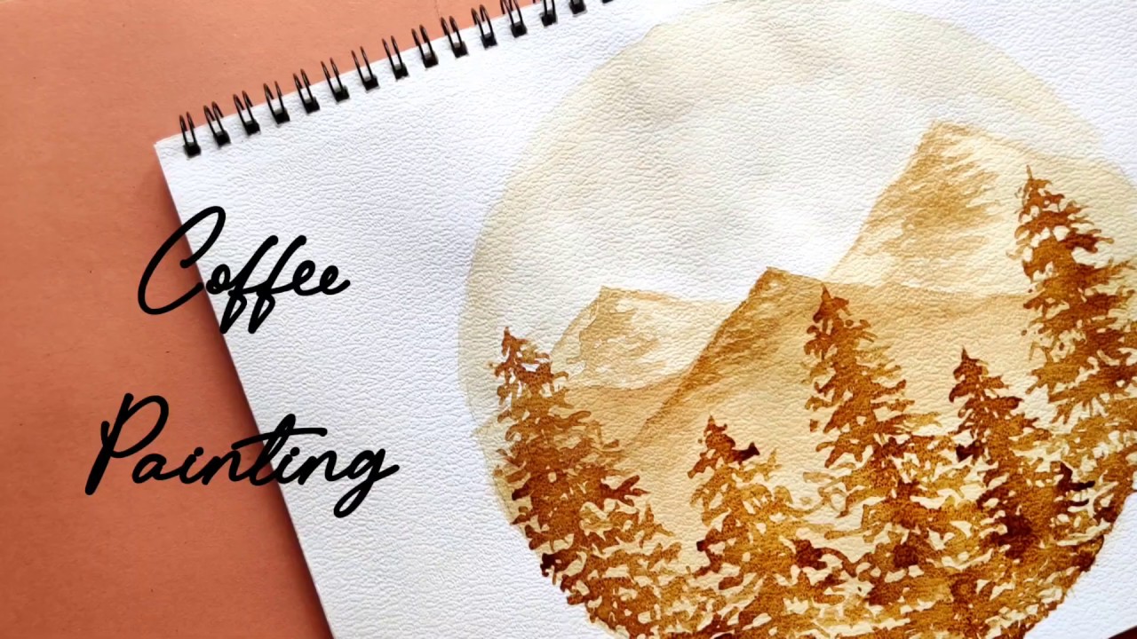 Coffee painting for beginners | easy scenery painting