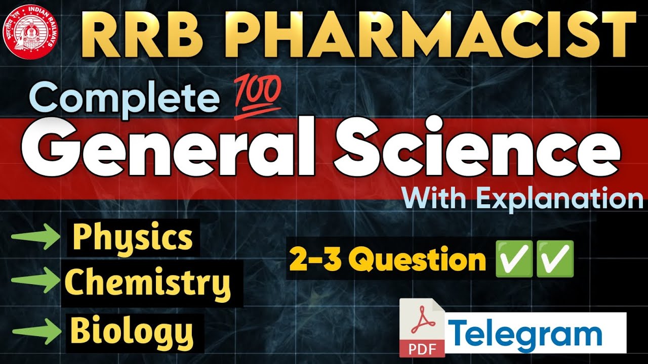 RRB Pharmacist 2024: Mock Test Of General Science| Physics| Chemistry| Biology| PYQ| #pharmacist