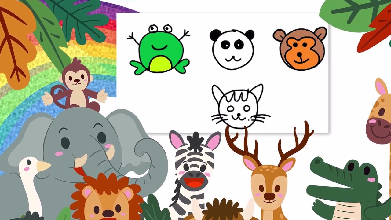 🎨🐾 تعليم رسم الحيوانات بسهولة للأطفال | ارسم الحيوانات بدوائر بسيطة ✏️🦁