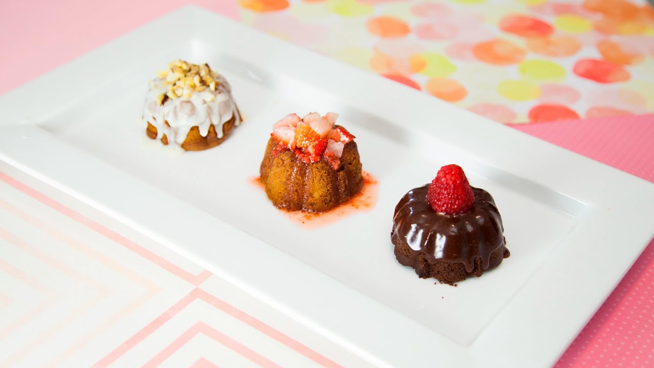 MINI BUNDT CAKES (Banana Nut Rum, Strawberry Lemonade, & Chocolate Ganache)