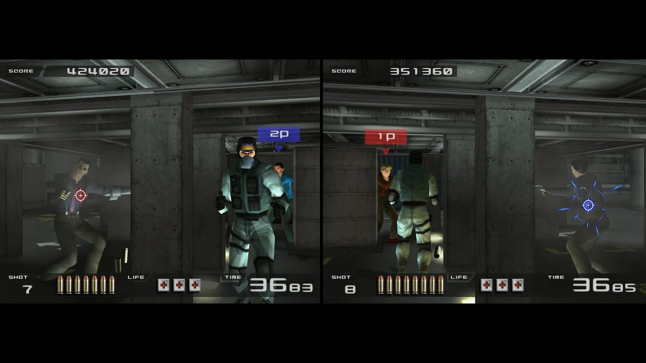 Time Crisis 2 PlayStation 2 two player Co-op 60fps