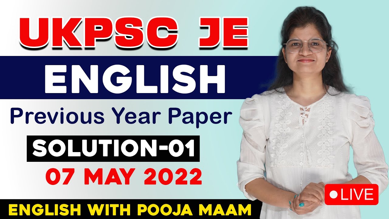 UKPSC JE English Previous Year paper Solution 2022 Part-01 | UKPSC JE Re-Exam | ukpsc je english