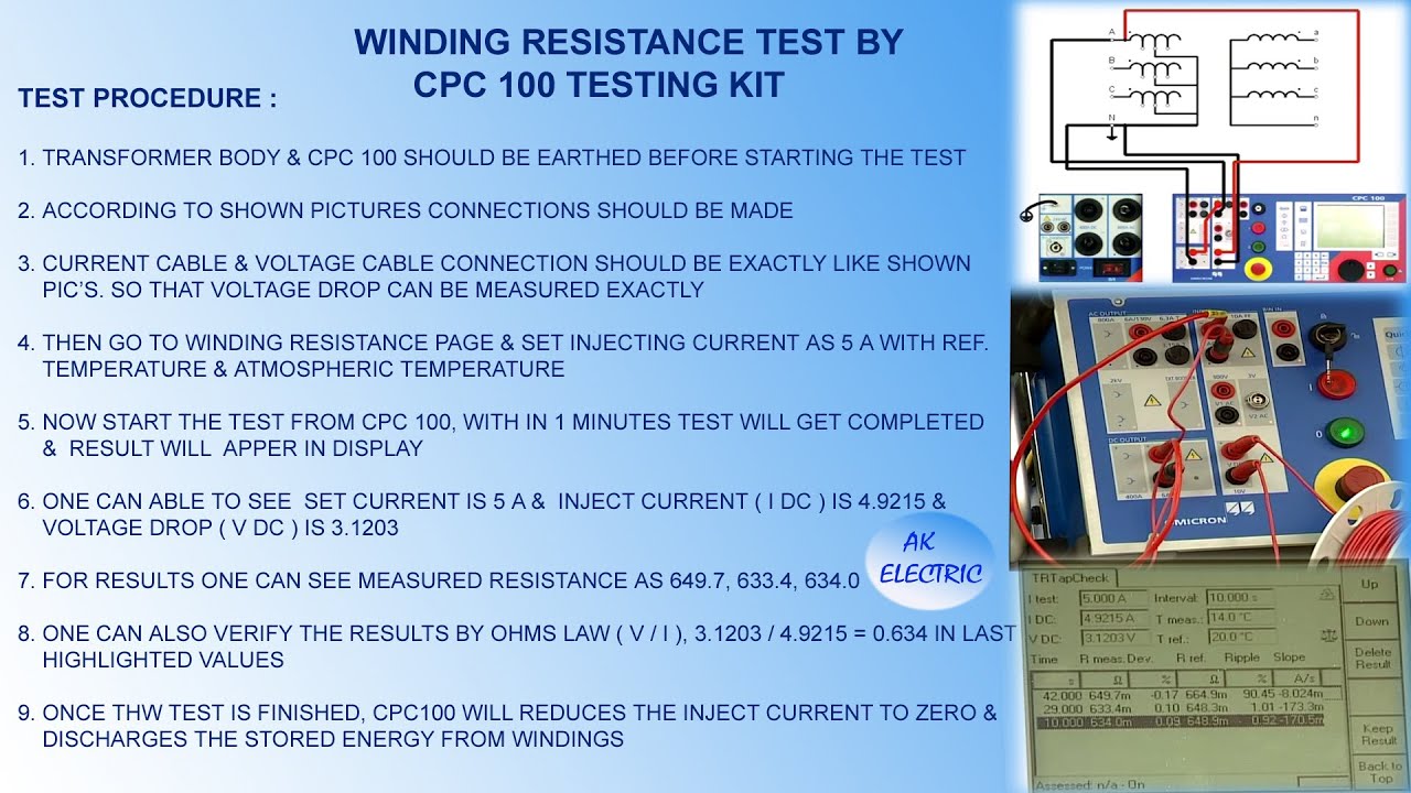 TRANSFORMER WINDING RESISTANCE TEST - ENGLISH,TEST REPORT ANALYZE,FORMULA, COPPER WINDING CORRECTION