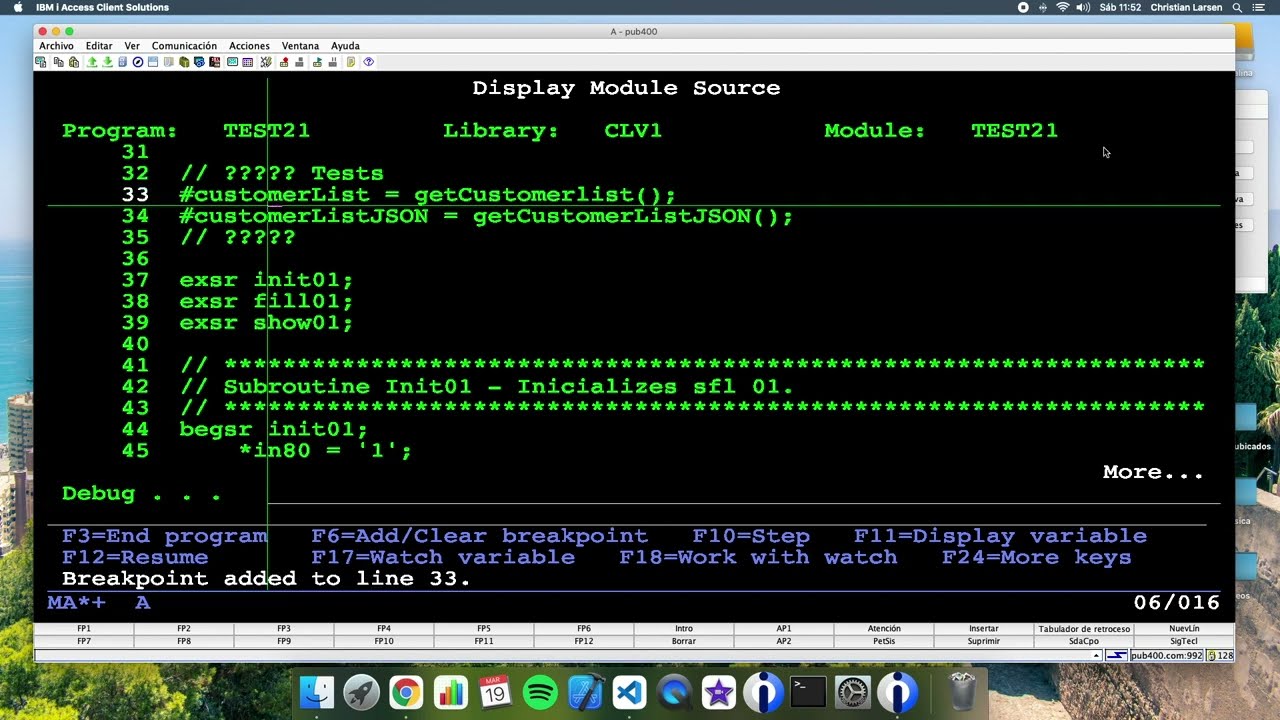Coding in RPG (IBM i/AS400). Function returning a JSON string.
